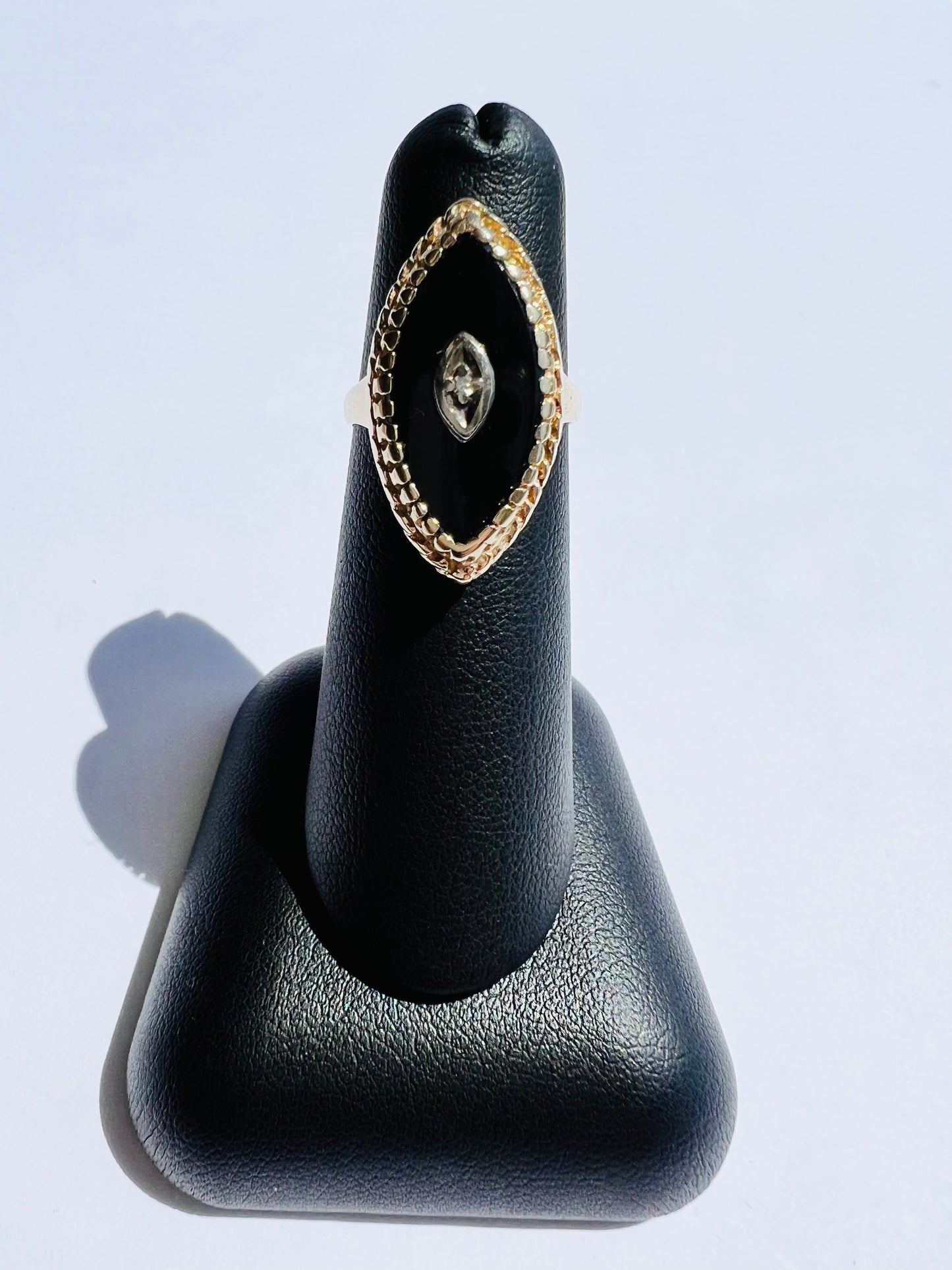14K Yellow Onyx Ring with Diamond