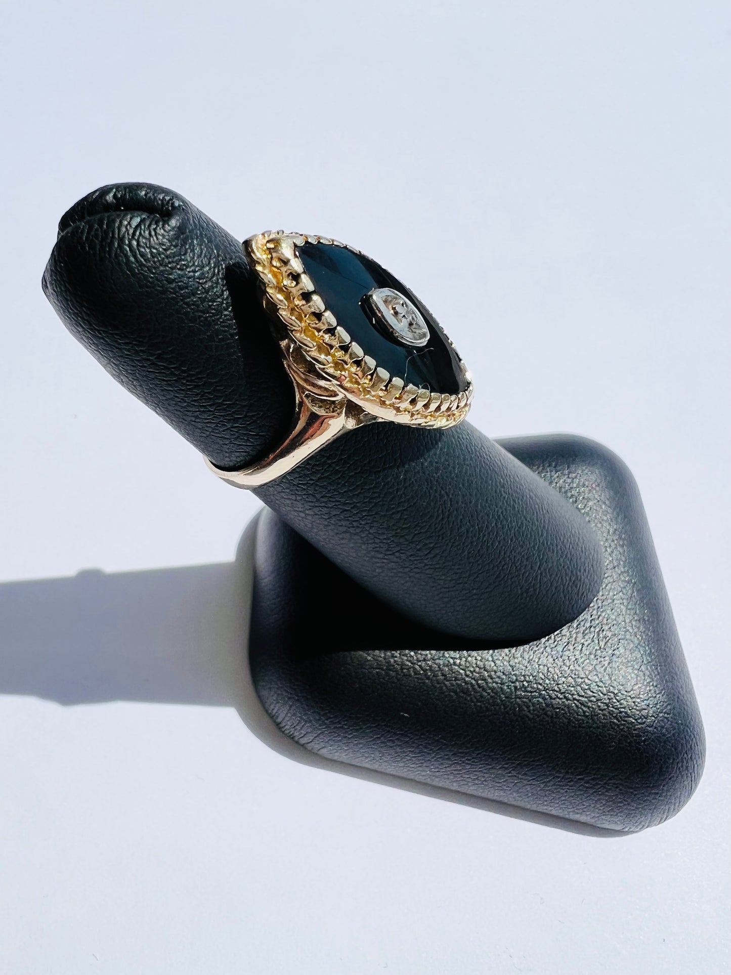14K Yellow Onyx Ring with Diamond