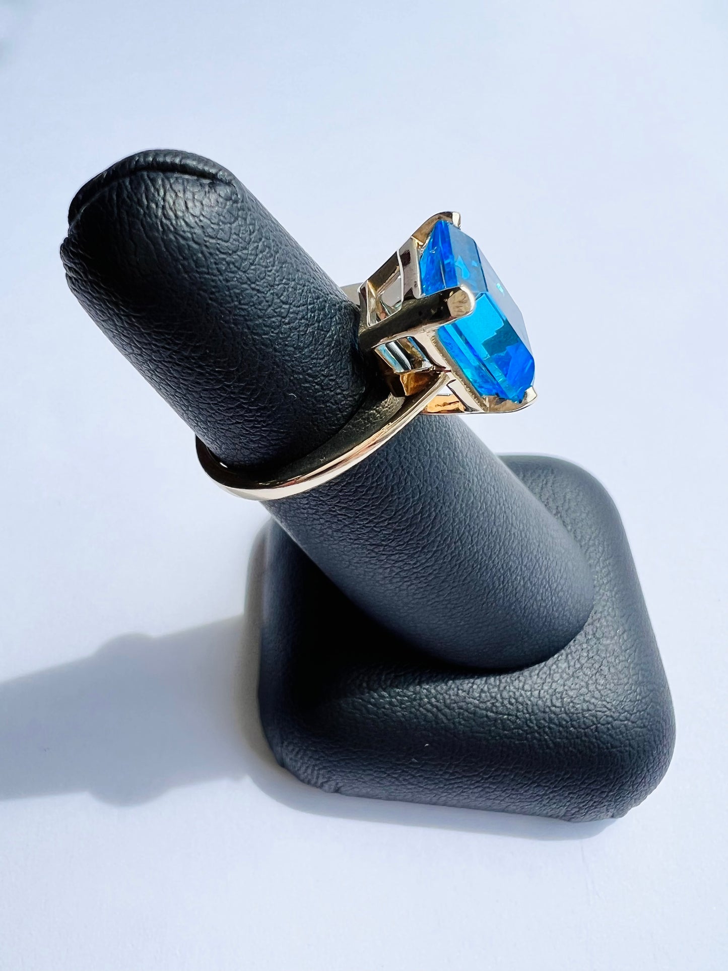 14K Yellow Blue Topaz Ring