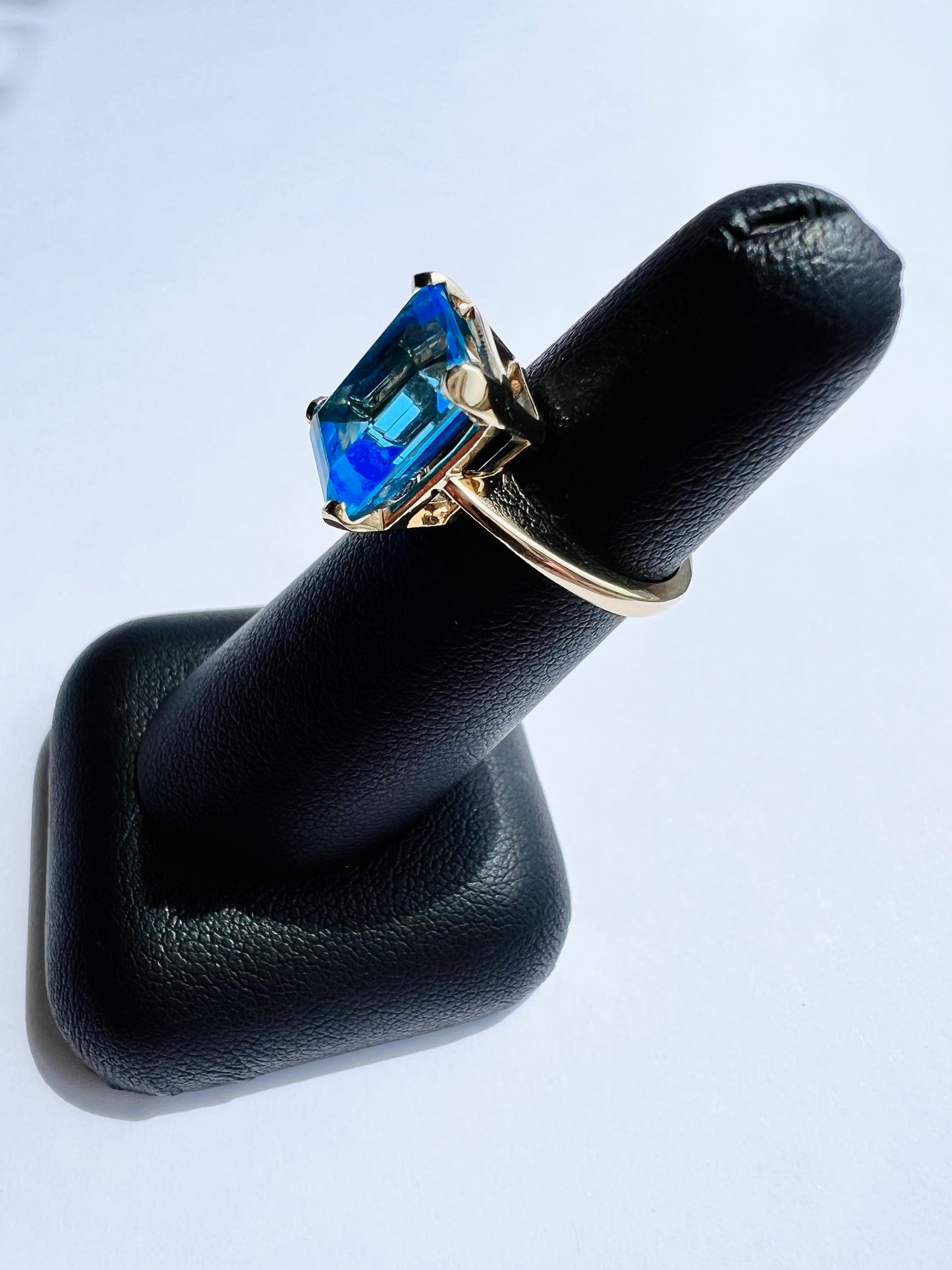 14K Yellow Blue Topaz Ring