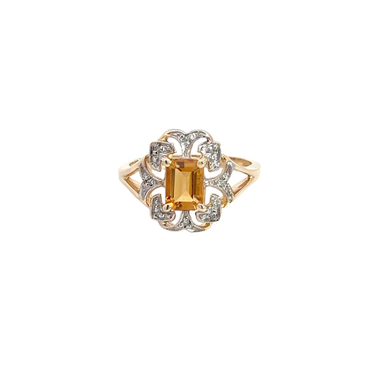 14K Citrine & Diamond Ring
