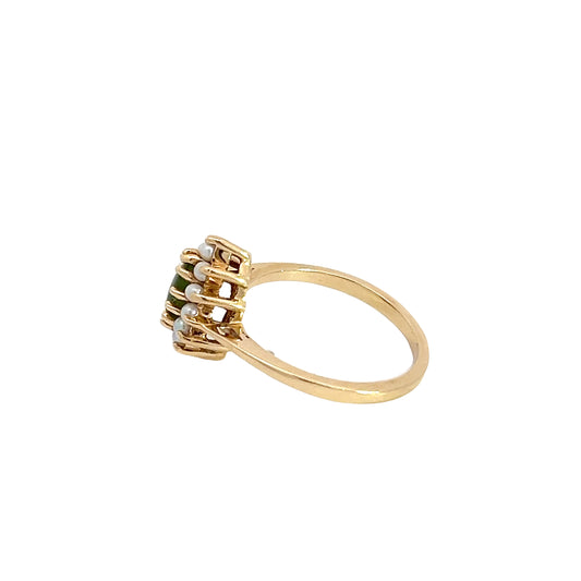 14K Jade & Pearl Ring