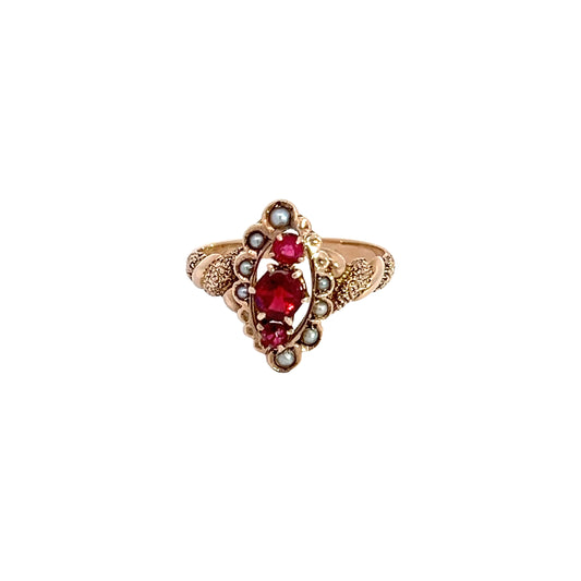 Antique Garnet Ring with Engraving