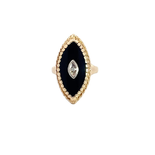 14K Yellow Onyx Ring with Diamond