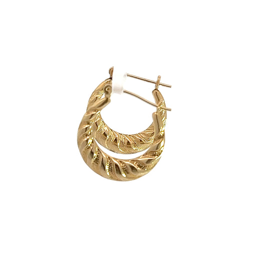 14K Pattern Hoop Earrings
