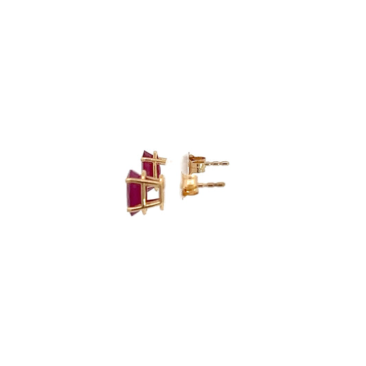 14K Yellow Gold Ruby Stud Earrings