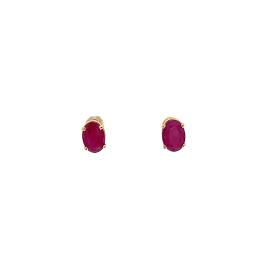 14K Yellow Gold Ruby Stud Earrings