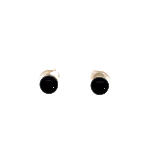 14K Yellow Gold Black Onyx Stud Earrings