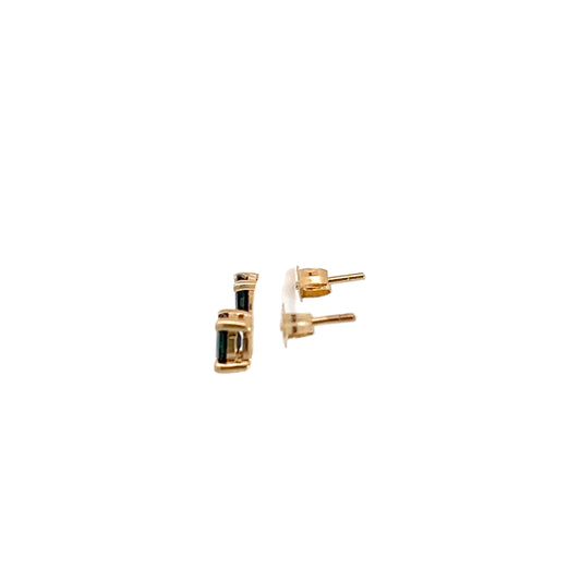 Yellow Gold Dark Blue Sapphire Stud Earrings