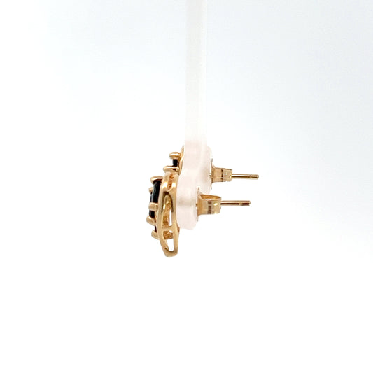Yellow Gold Blue Sapphire Earrings