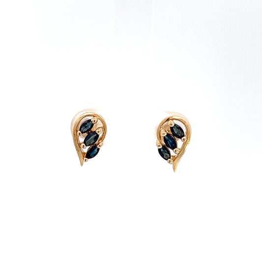 Yellow Gold Blue Sapphire Earrings