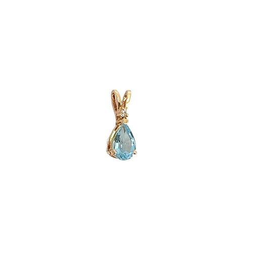 14K Blue Topaz Pendant
