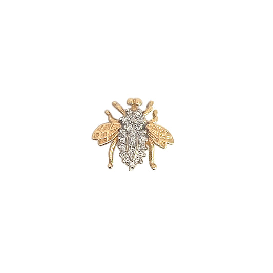 14K Diamond Bee Brooch