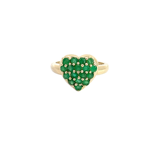 18K Emerald Heart Ring