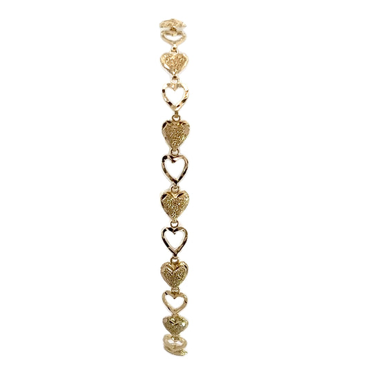 14K Yellow Gold Heart Bracelet