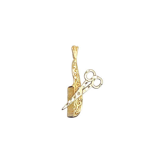 14K Comb & Scissors Pendant