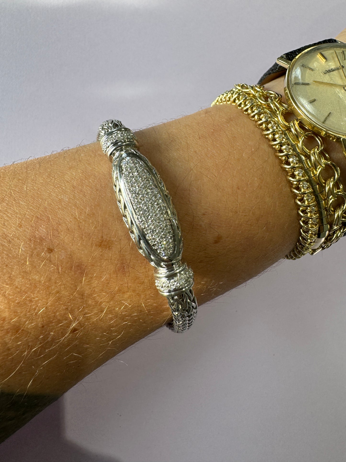 John Hardy Diamond, 18k and Sterling bracelet