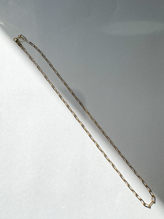 14k gold paper clip charm connector necklace 18”