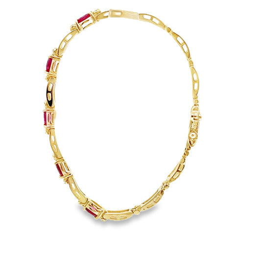 14K Yellow Gold Ruby & Diamond Bracelet