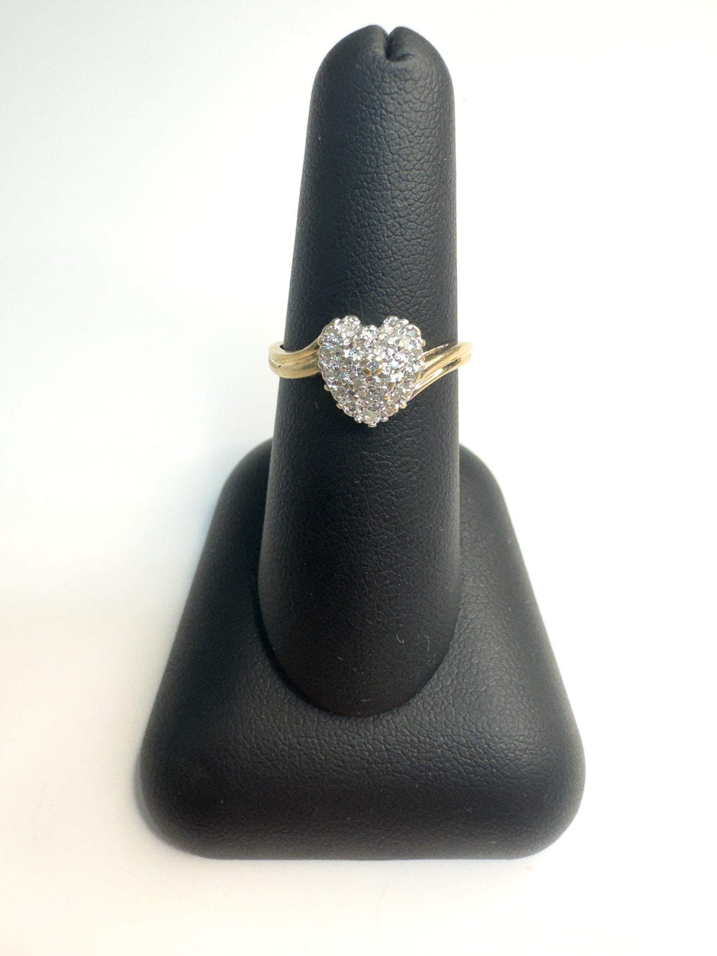 Yellow Gold Diamond Cluster Heart Ring