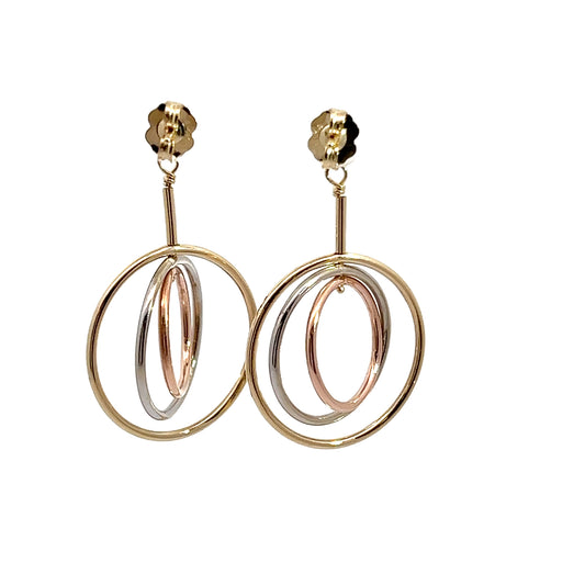 Tricolor Multi-hoop Drop Earrings