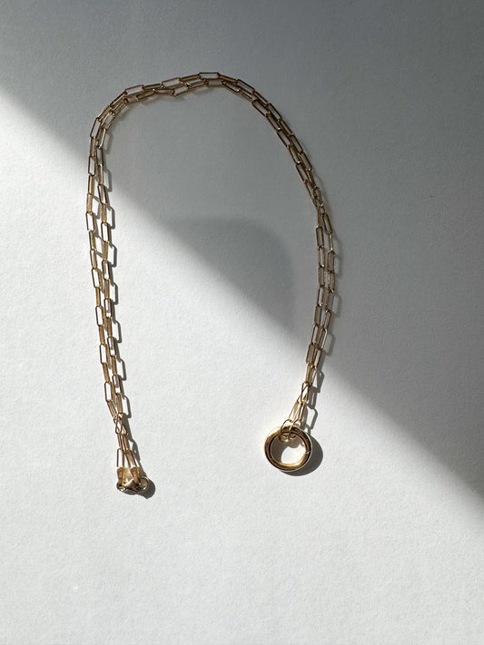 14k gold paper clip charm connector 20”