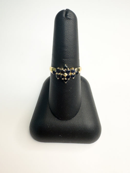 Yellow Gold & Sapphire Cluster Ring