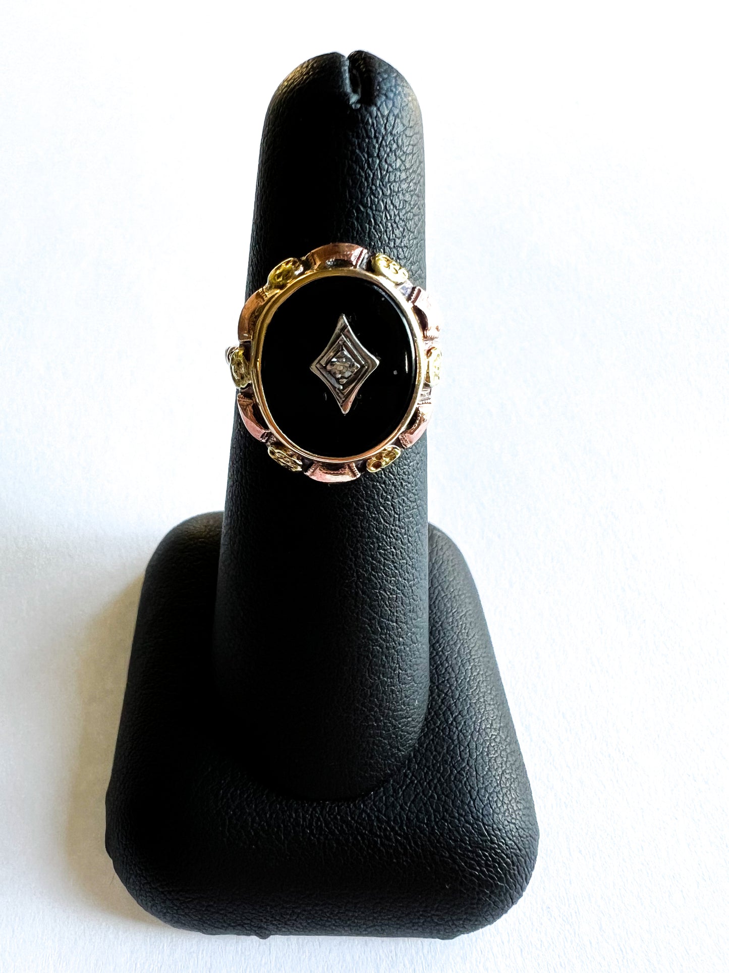 Two Toned Gold Black Onyx Ring