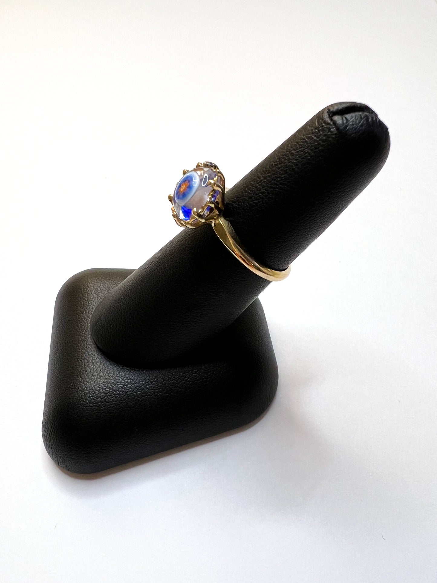 Yellow Gold Vintage Glass Ring