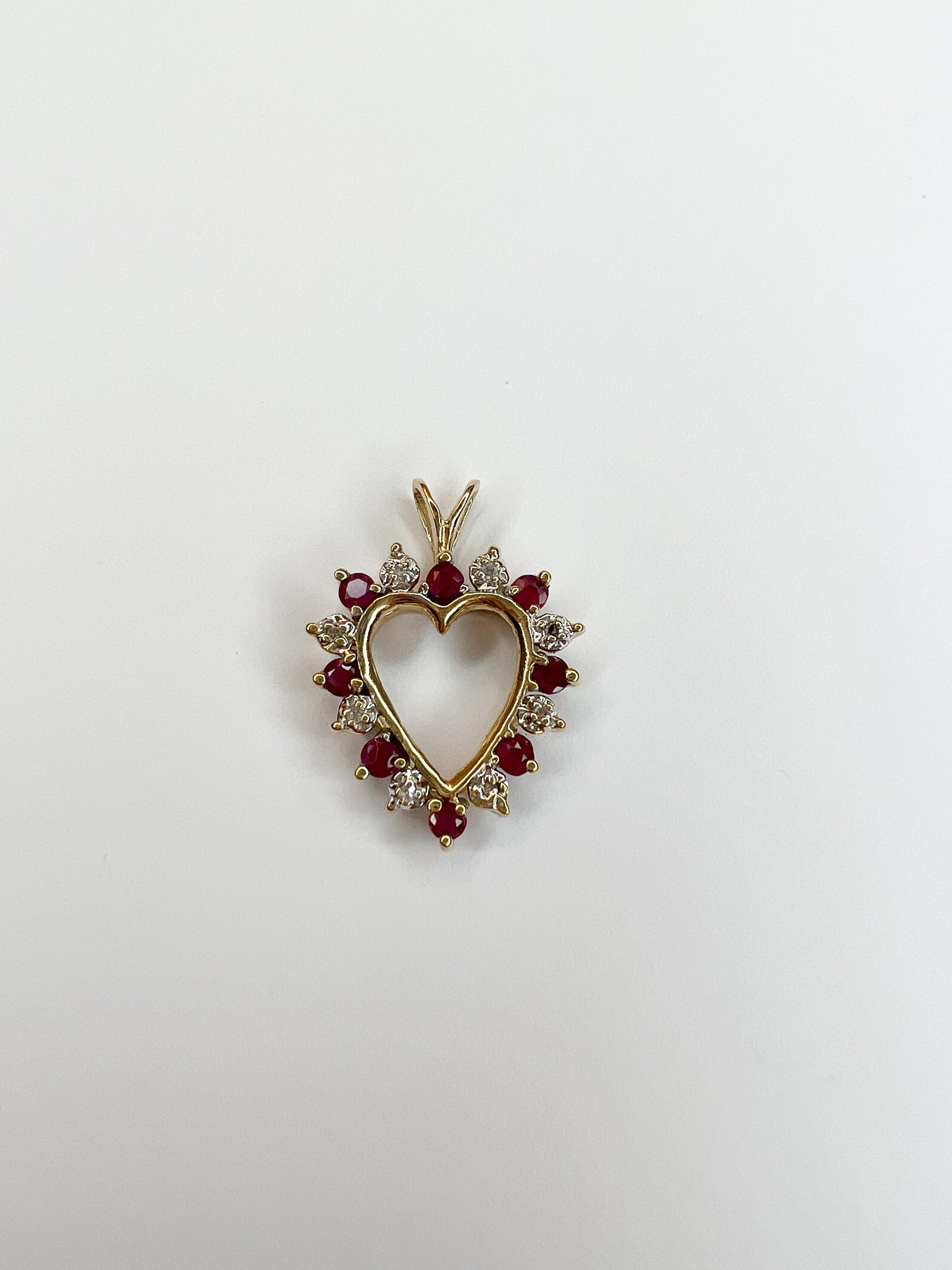Diamond & Ruby Heart Pendant