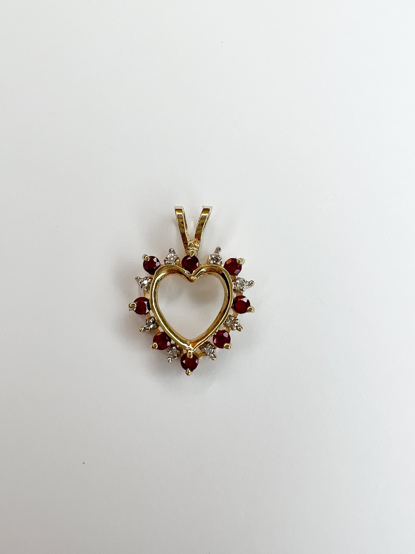 Diamond & Ruby Heart Pendant