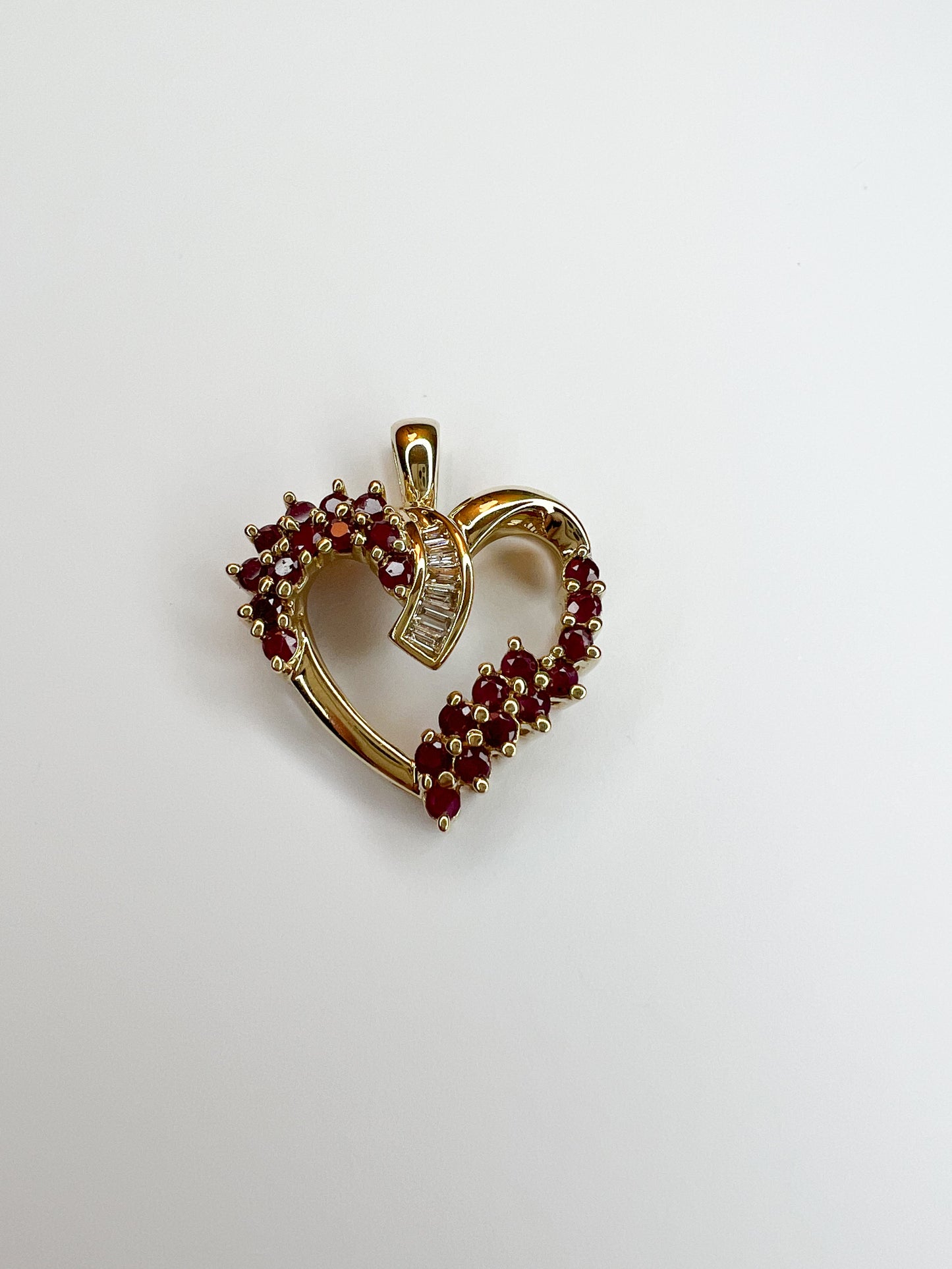 Ruby & Diamond Large Heart Pendant