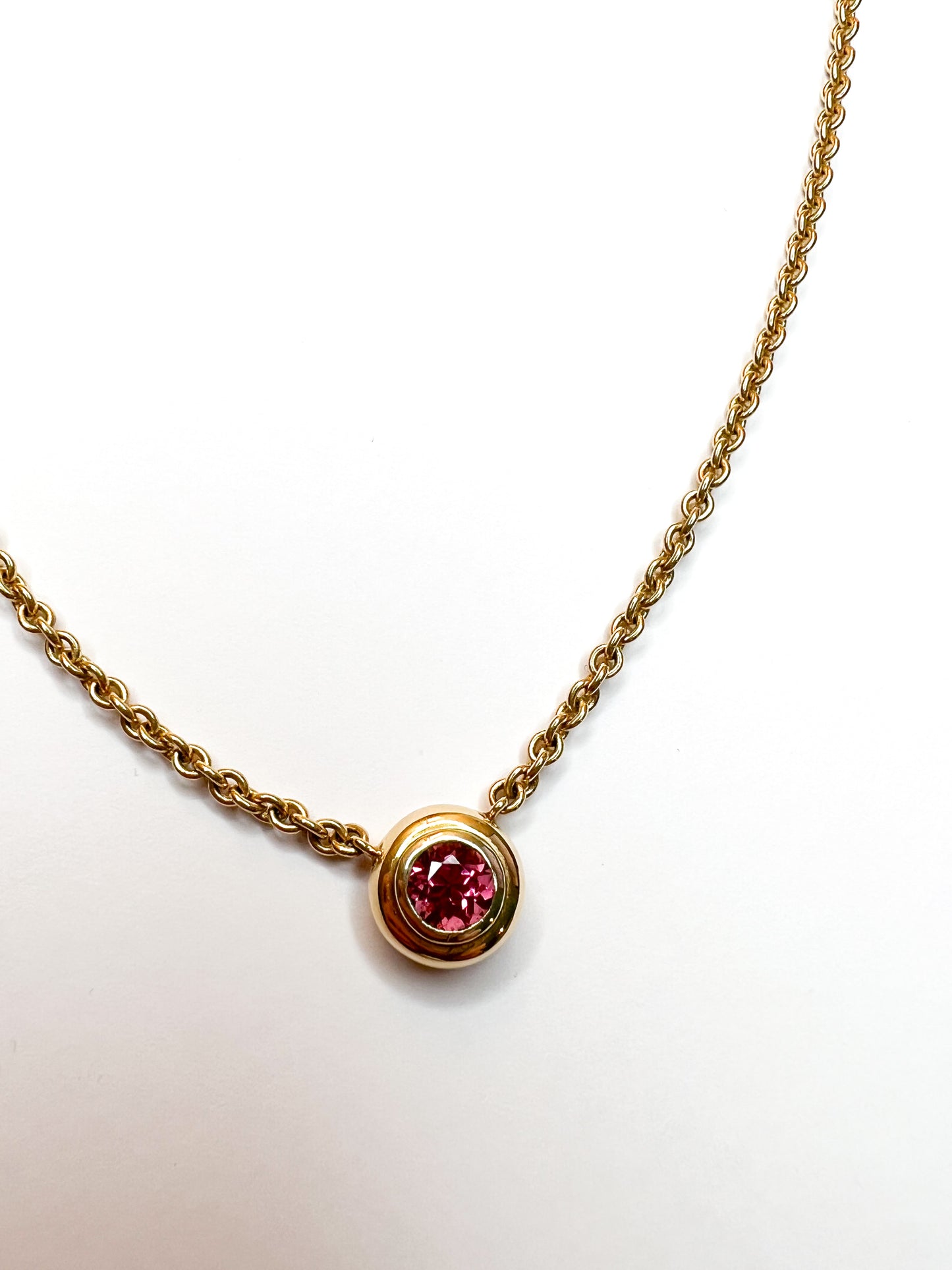 14K Yellow Gold Pink Sapphire Necklace