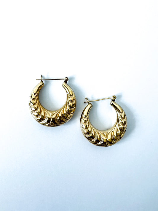 14K Yellow Gold Vintage Hoops