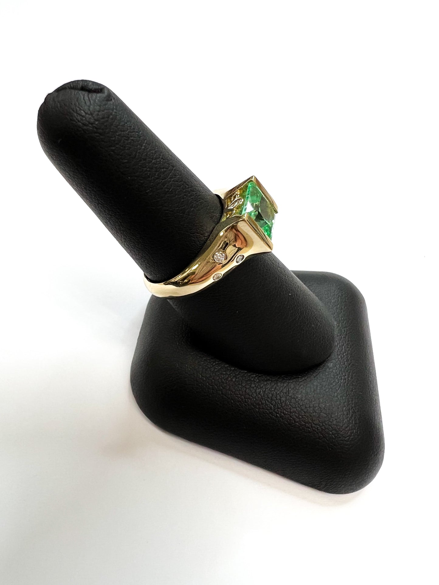 Green CR Sapphire & Diamond Ring