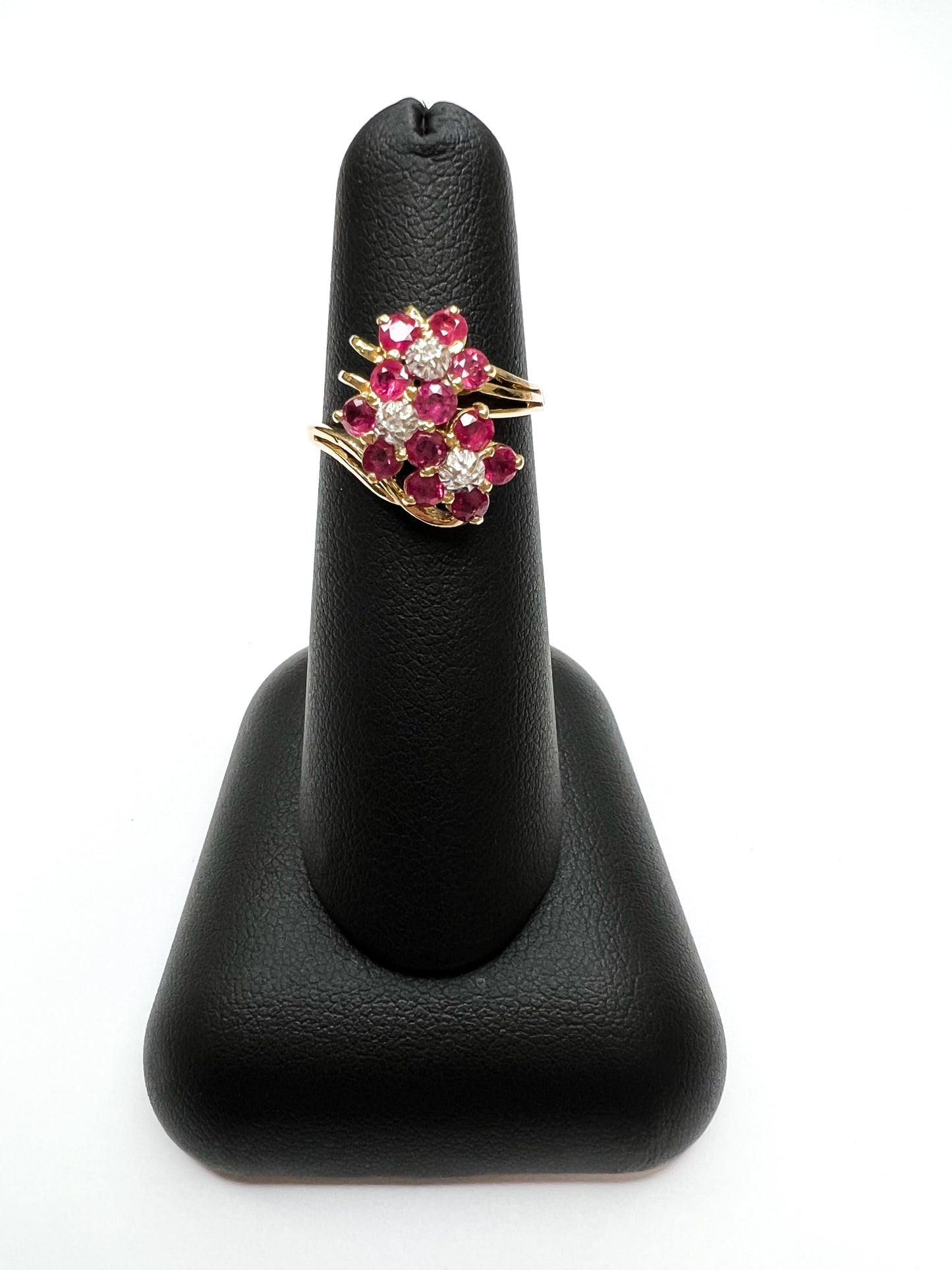 Ruby & Diamond Flower Cluster Ring