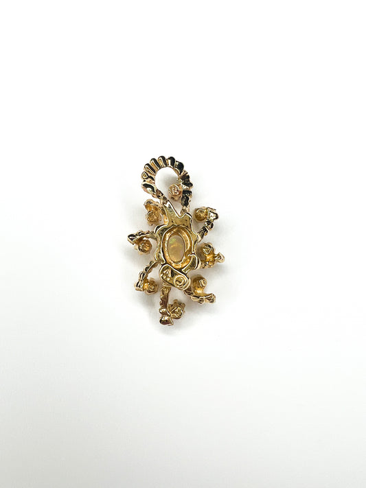 Yellow Gold Opal & Diamond Pendant
