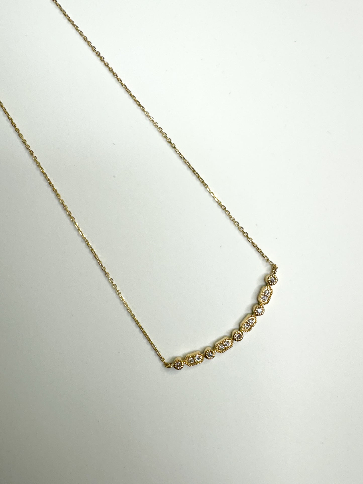 New Vintage Inspired 14k Yellow Gold and diamond necklace