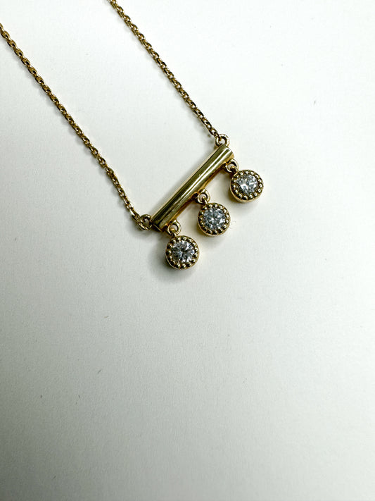 Vintage inspired 14k Yellow gold and diamond necklace