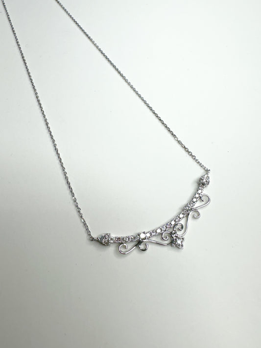 Vintage Inspired 14k White gold and Diamond necklace