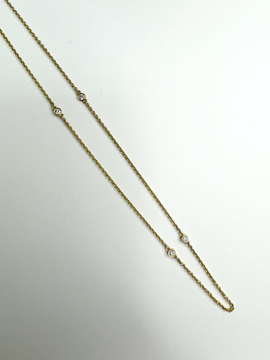 New Vintage inspired Yellow gold and diamond necklace