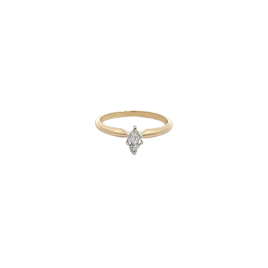 14K MQ Solitare Diamond Ring