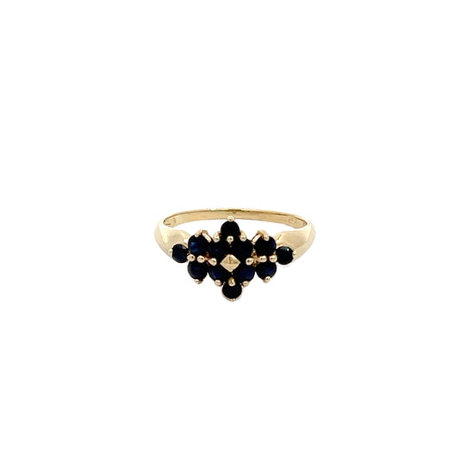 Blue Sapphire Cluster Ring