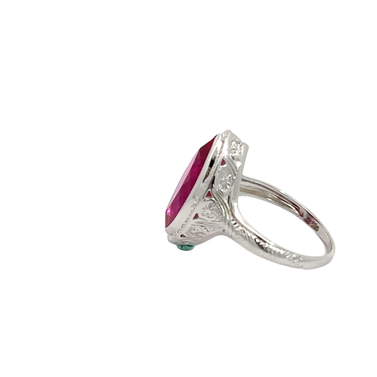 Vintage 18K Synthetic Ruby Ring