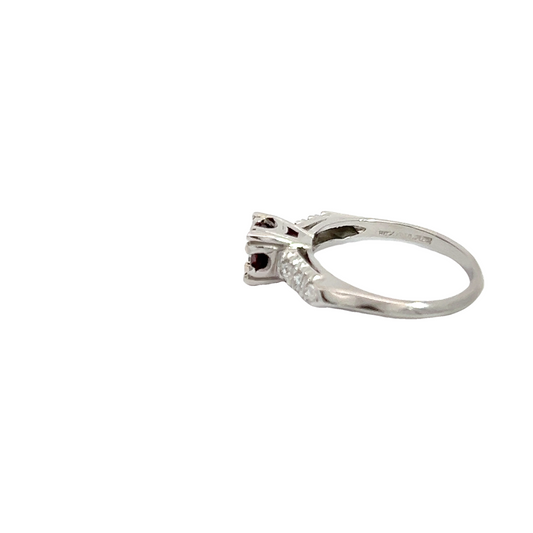 Vintage Platinum Rhodalite Garnet & Diamond Ring