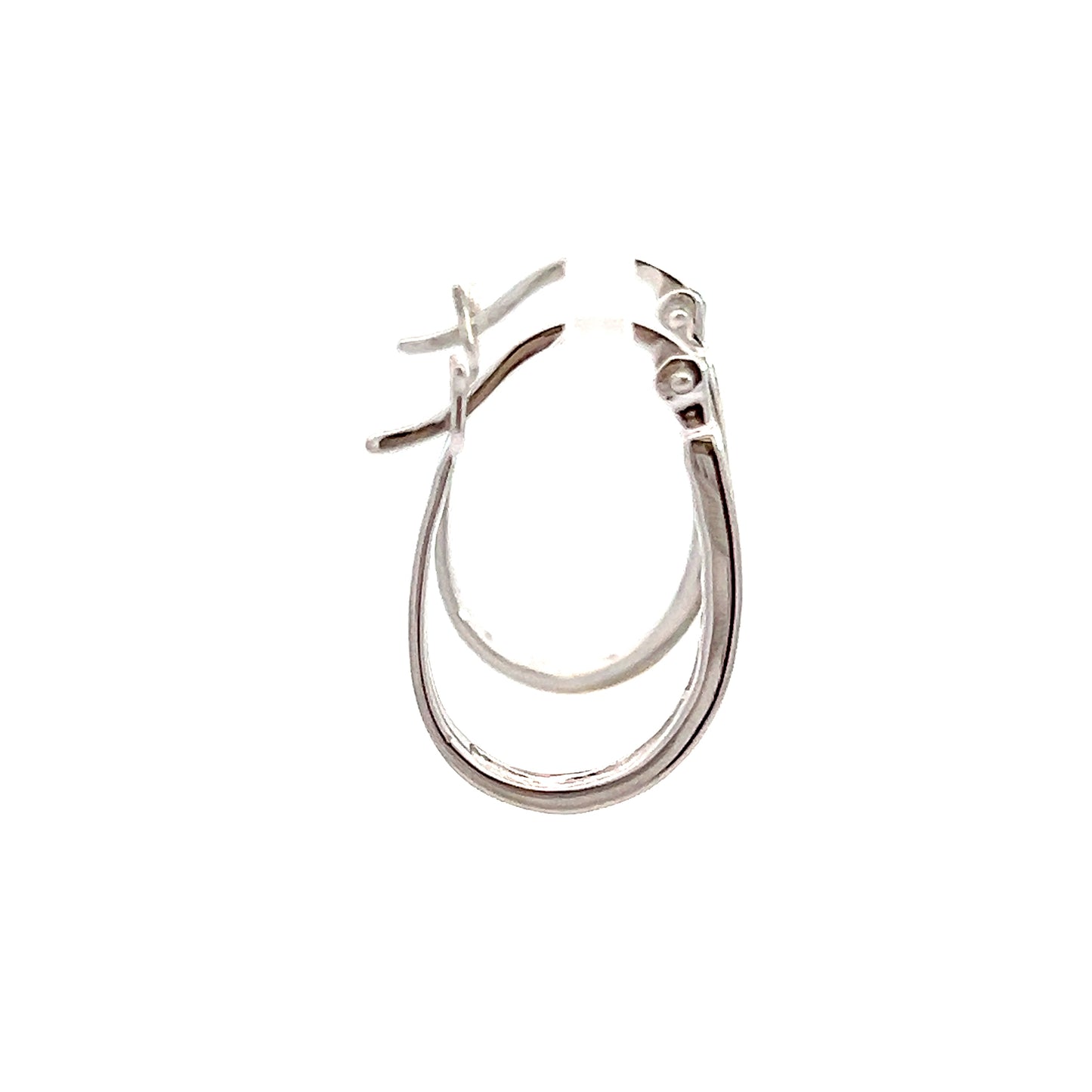 14K White Gold Diamond Hoops