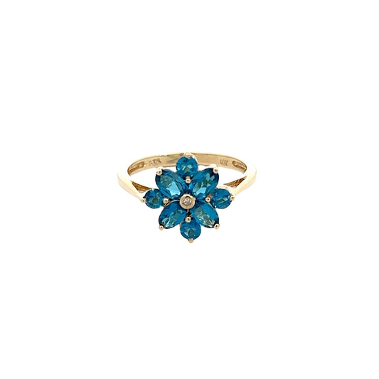 Blue Topaz Flower Ring