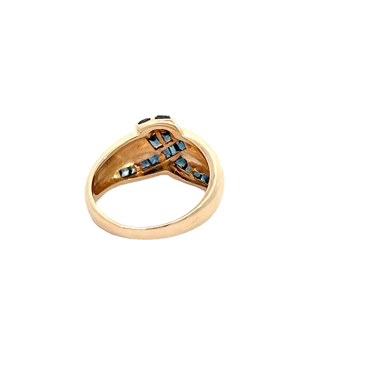 14K Blue Sapphire Dome Ring