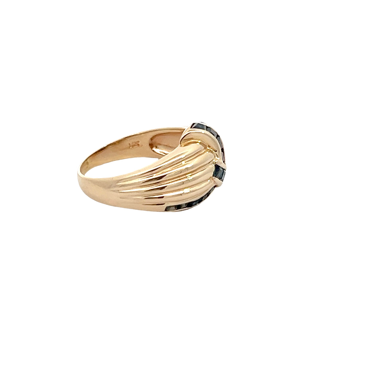 14K Blue Sapphire Dome Ring
