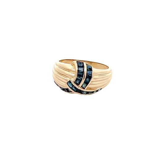 14K Blue Sapphire Dome Ring